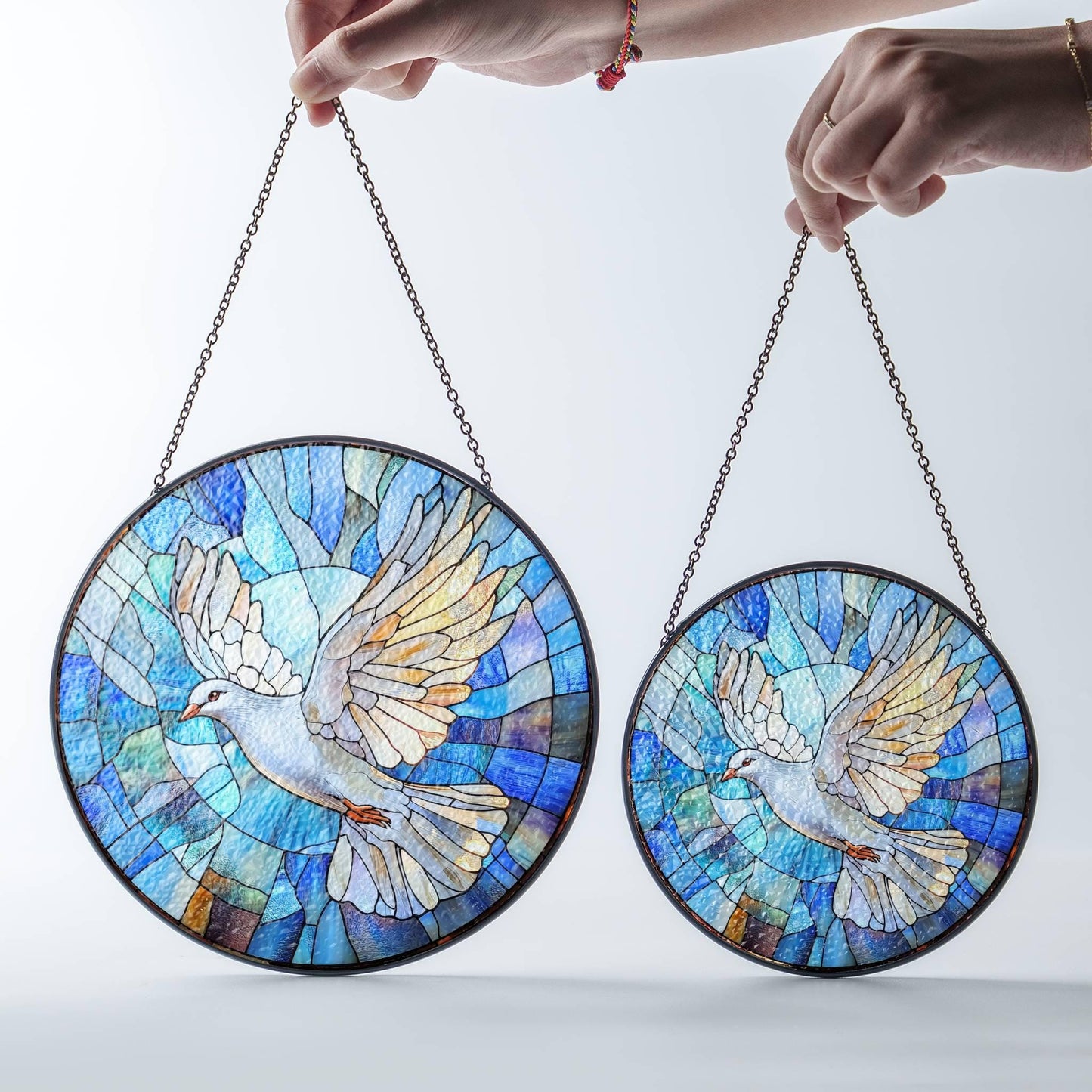 Dove Stained Glass SunCatcher Dove Bird Window Hanging Home Peace Doves Decor