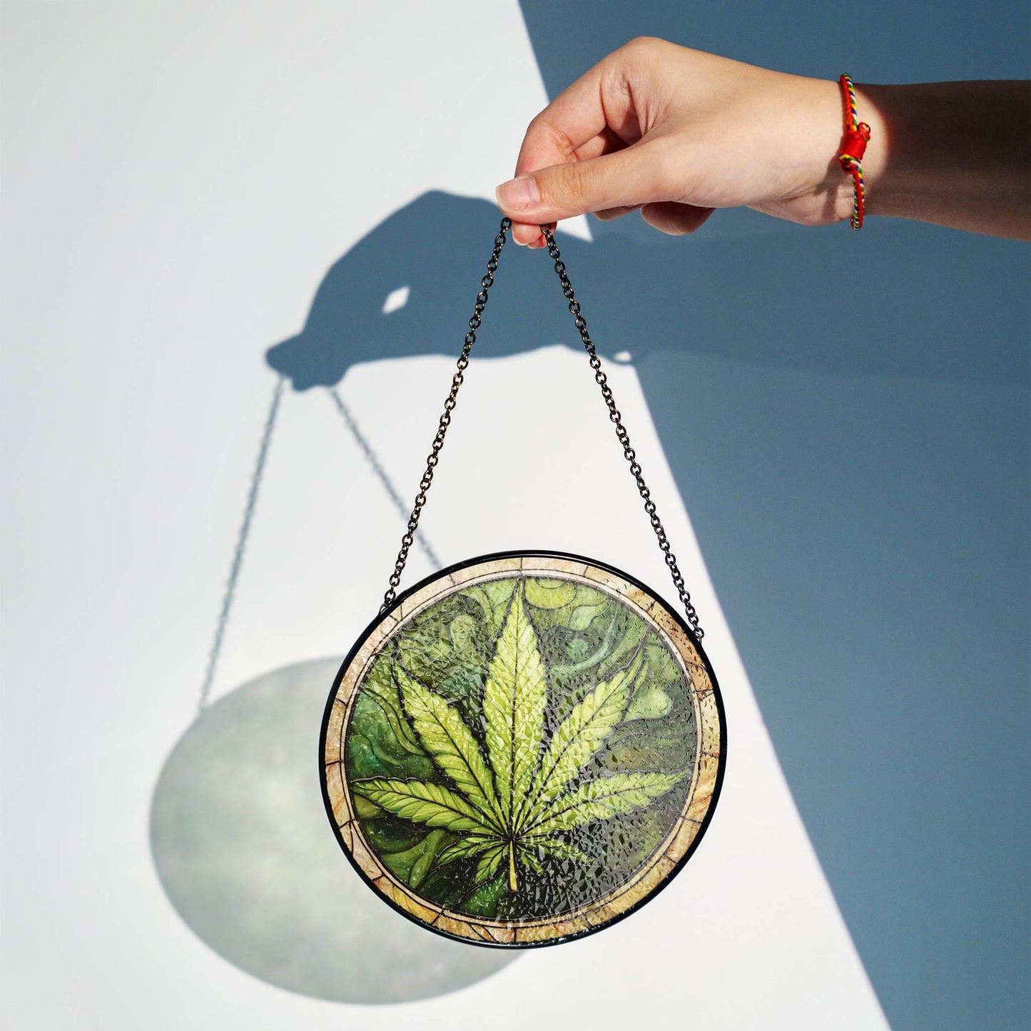 Cannabis Stained Glass Sun Catcher - Marijuana Leaf Window Decoration