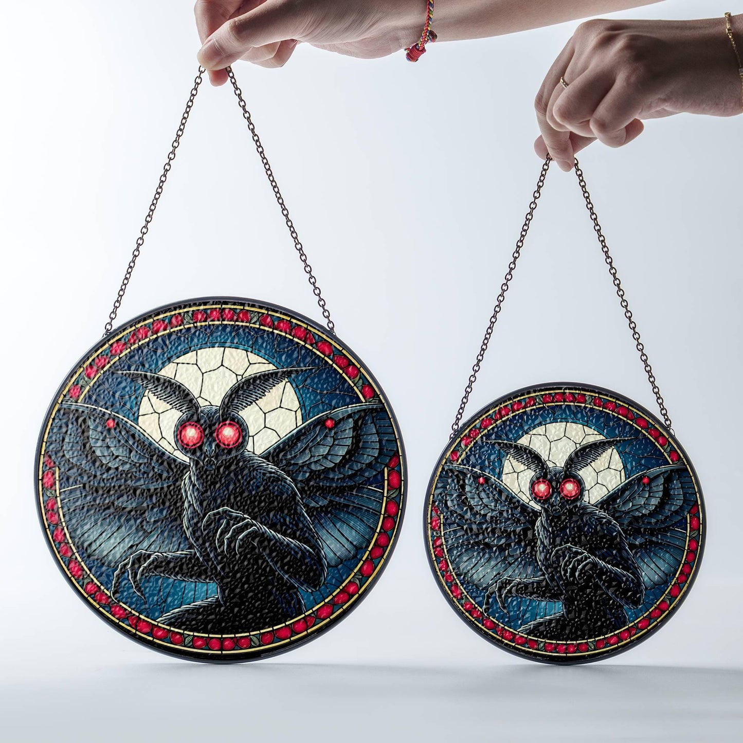 Mothman Stained Glass SunCatcher Mothman Cryptid Window Hanging Home Art