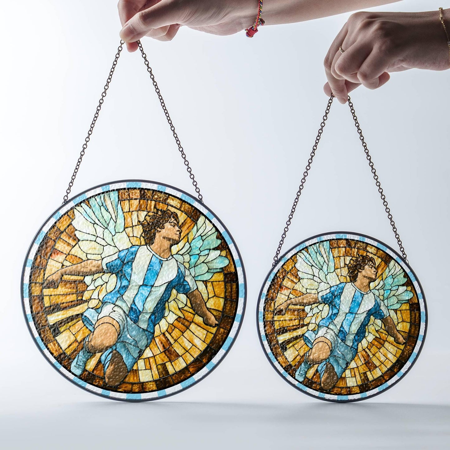 Argentina Stained Glass Guardian Angel SunCatcher Argentina Flag Colors Decor