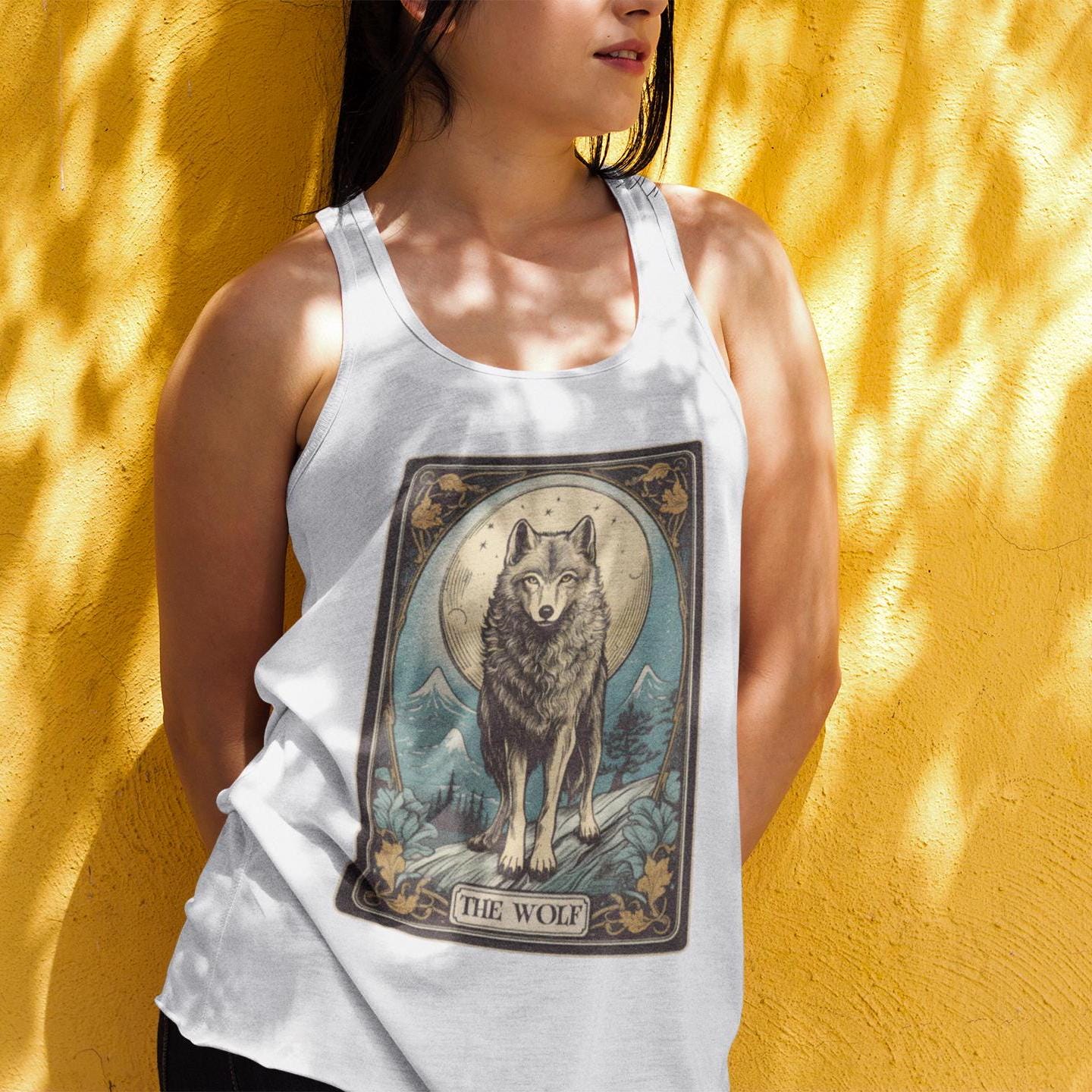 The Wolf Tarot Card Tank Top, Wolf Shirt Wild Animal Lover