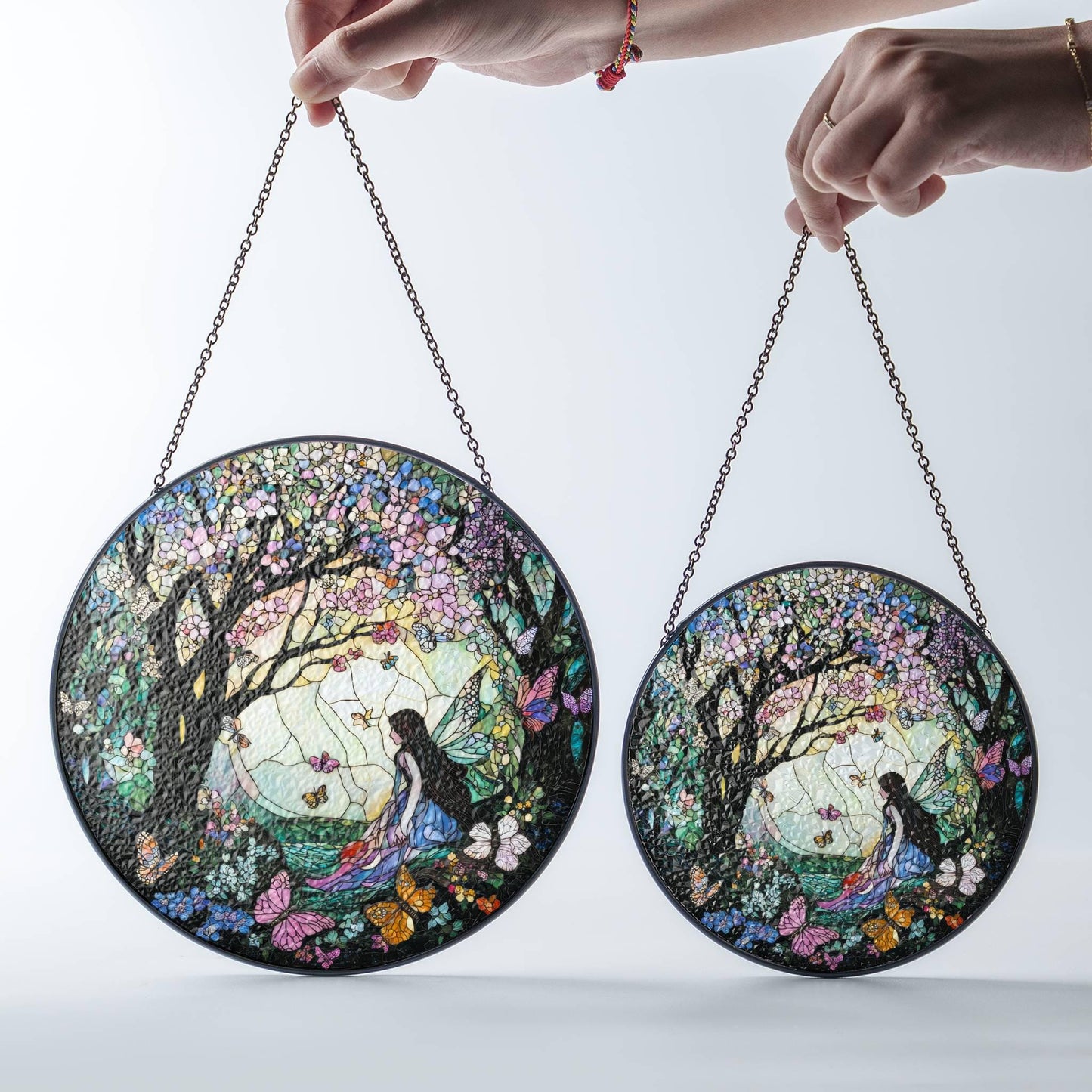 Enchanted Forest Stained Glass SunCatcher Fairy Window Hanging Enchanted Forest