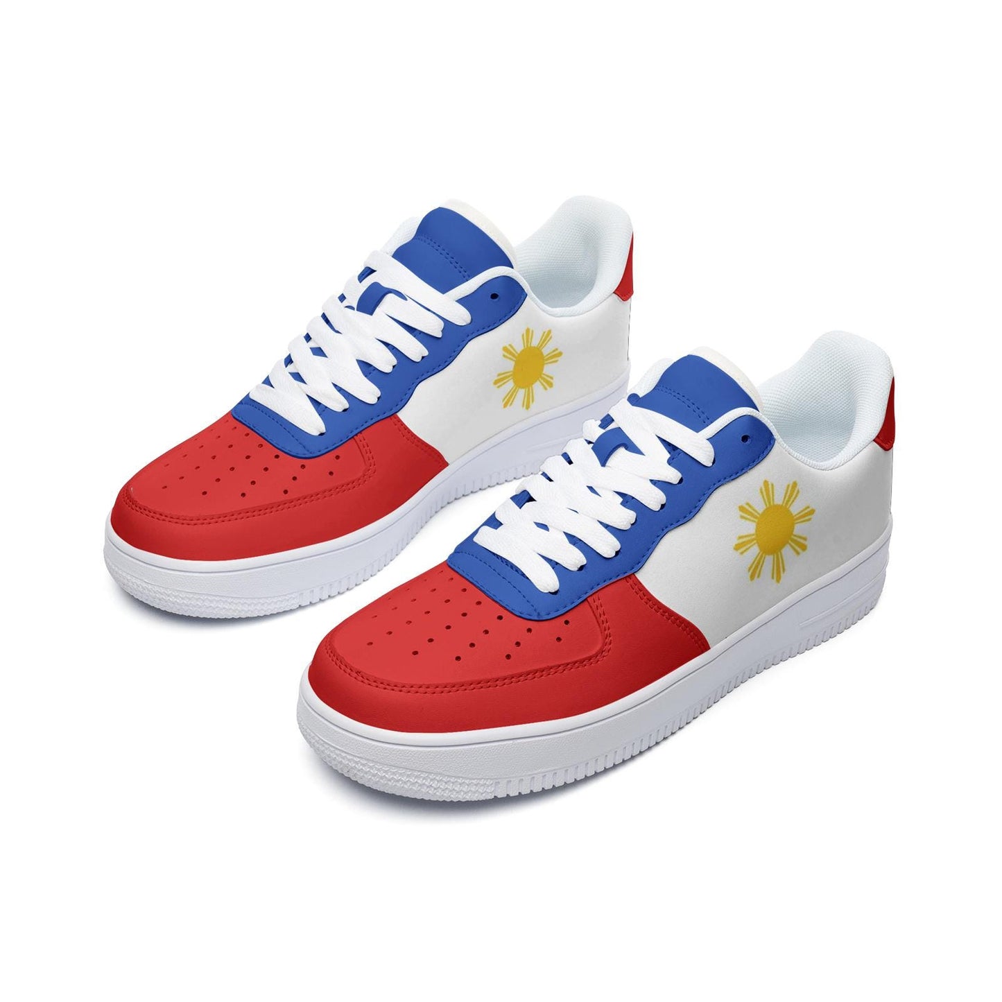 Philippines Flag Sneakers, Philippines Colors Unisex Vegan Leather Sneakers