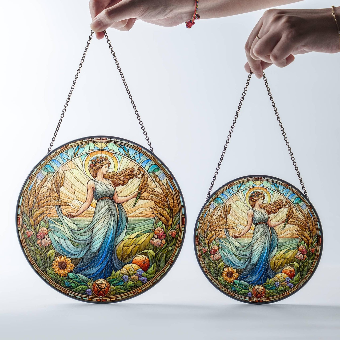 Demeter Stained Glass Sun Catcher - Greek Goddess Window Hanging Home Decor