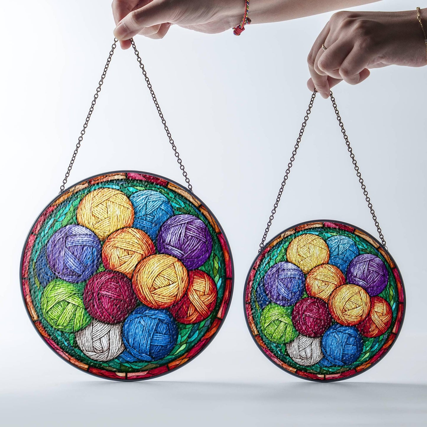 Yarn Stained Glass Sun Catcher - Crochet Window Hanging for Knitters and Yarn Lovers