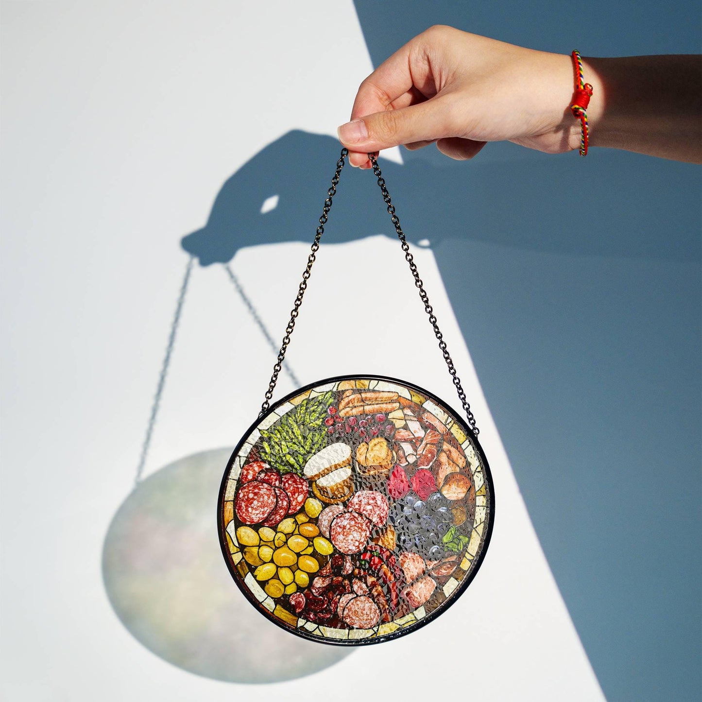 Charcuterie Board Gift Stained Glass SunCatcher Foodie Gifts Window Hanging Art