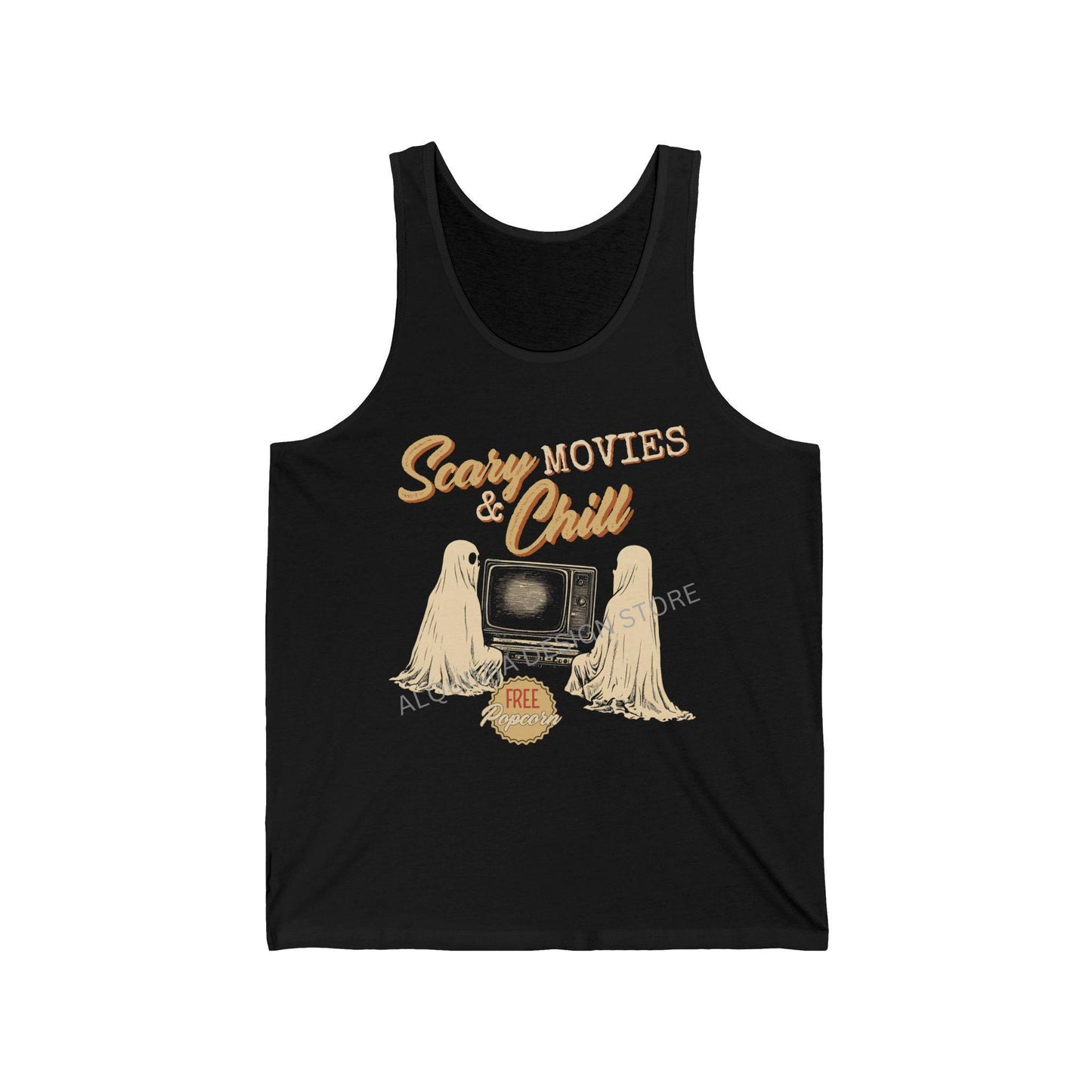 Scary Movies & Chill Tank, Halloween Tank Top, Trendy Vintage Inspired Shirt