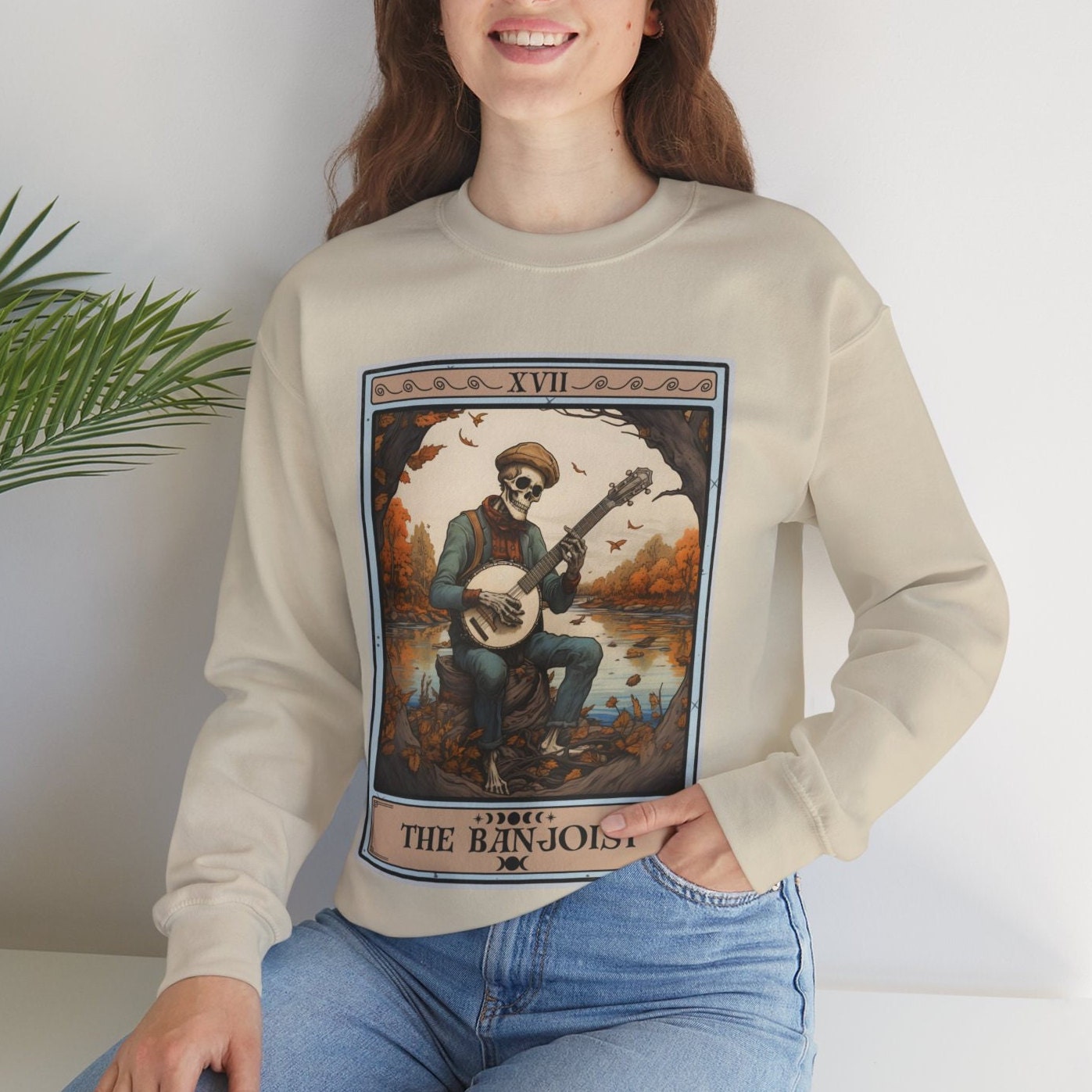 Banjo Sweatshirt - Banjoist Tarot Card Crew Neck Jumper