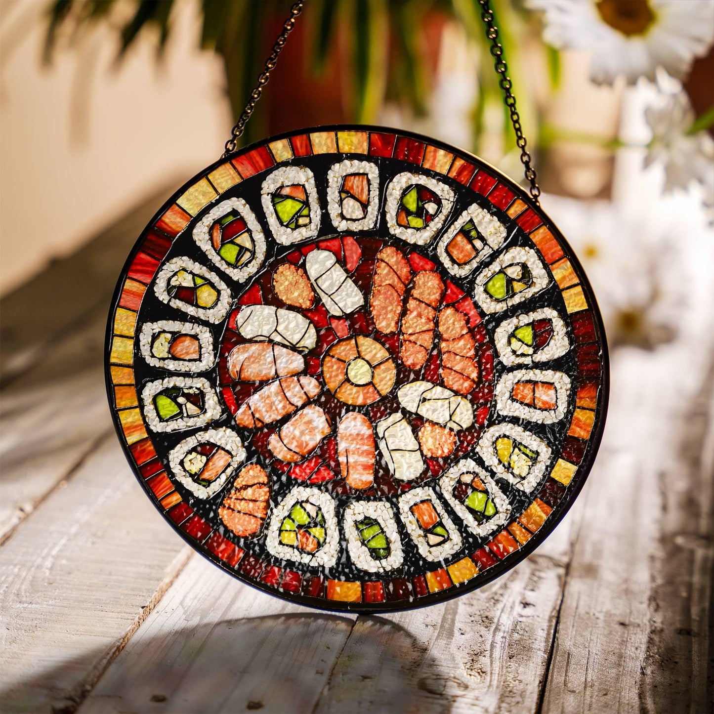 Sushi Stained Glass Japanese Food Sun Catcher Sushi Lover Light Catcher Window Hanging Kitchen Home Decoration Foodie Gift