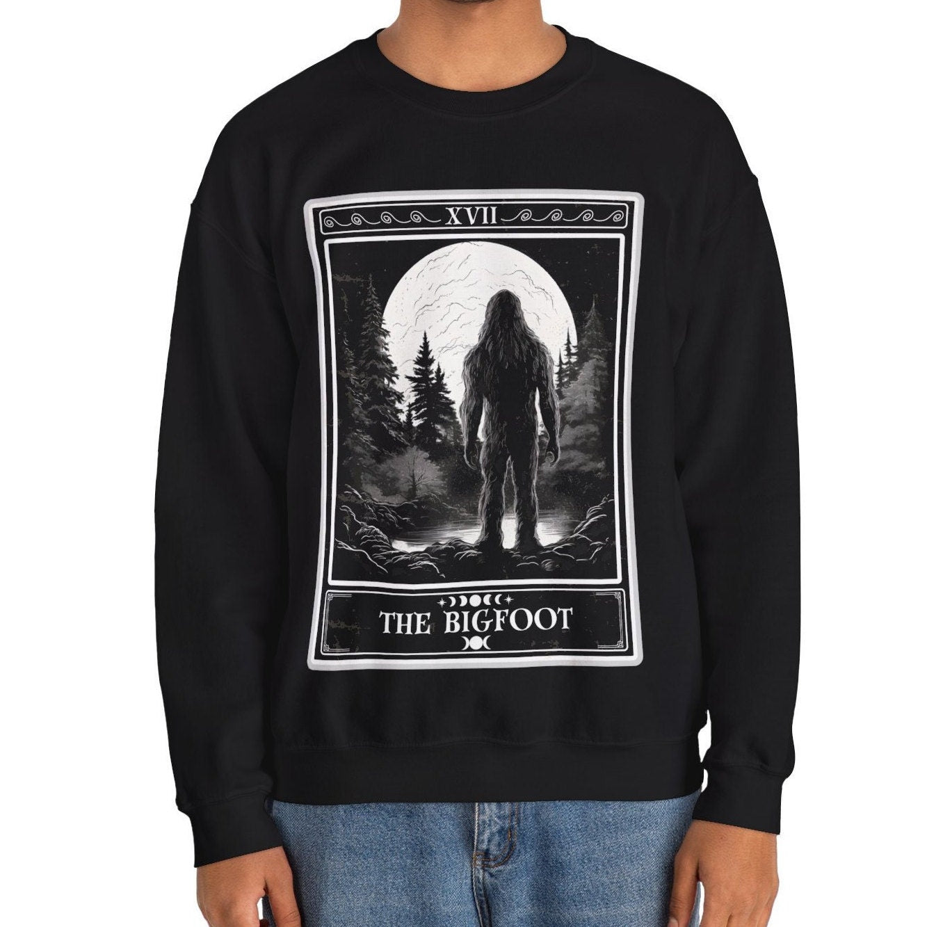 Bigfoot Tarot Card Sweatshirt - Cryptid Lover Gift