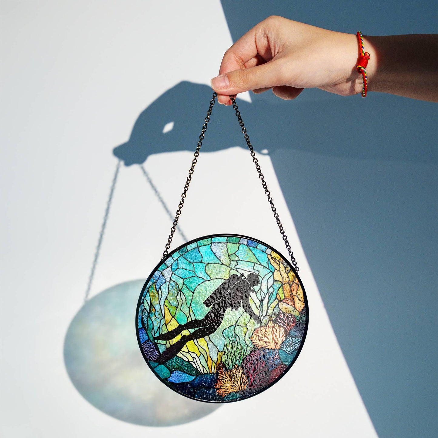 Scuba Diving Gift Stained Glass SunCatcher Scuba Diver Gifts Home Decoration