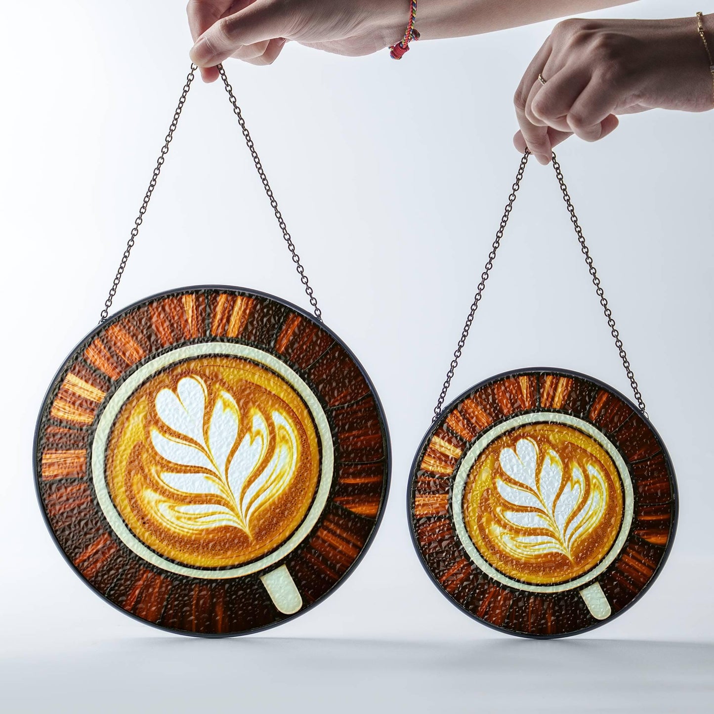 Coffee Latte Stained Glass SunCatcher Coffee Art Window Hanging Breakfast Art