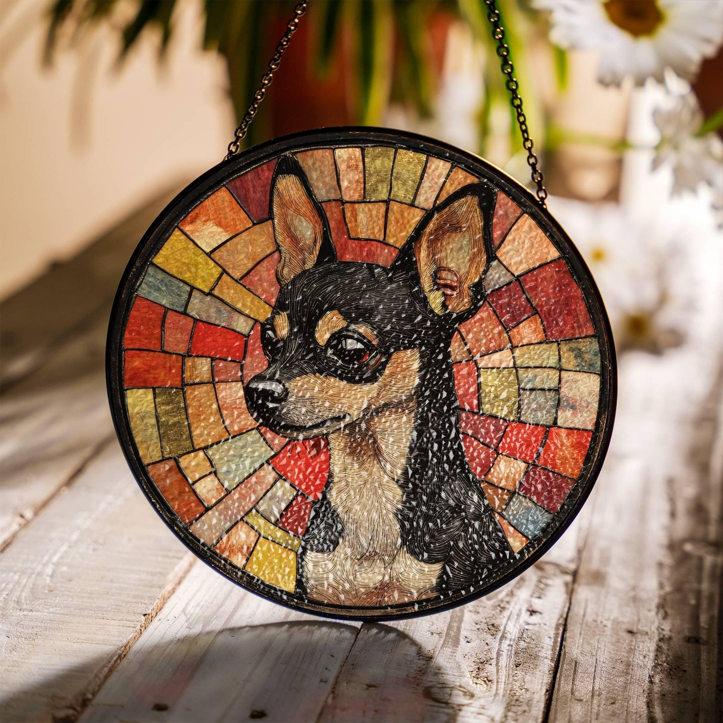 Chihuahua Suncatcher Window Hanging Ornament Dog Lover Gift