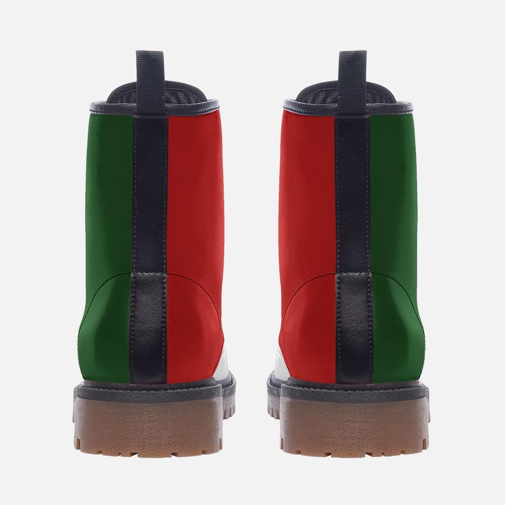 Mexico Flag Boots Vegan Leather Combat Boots