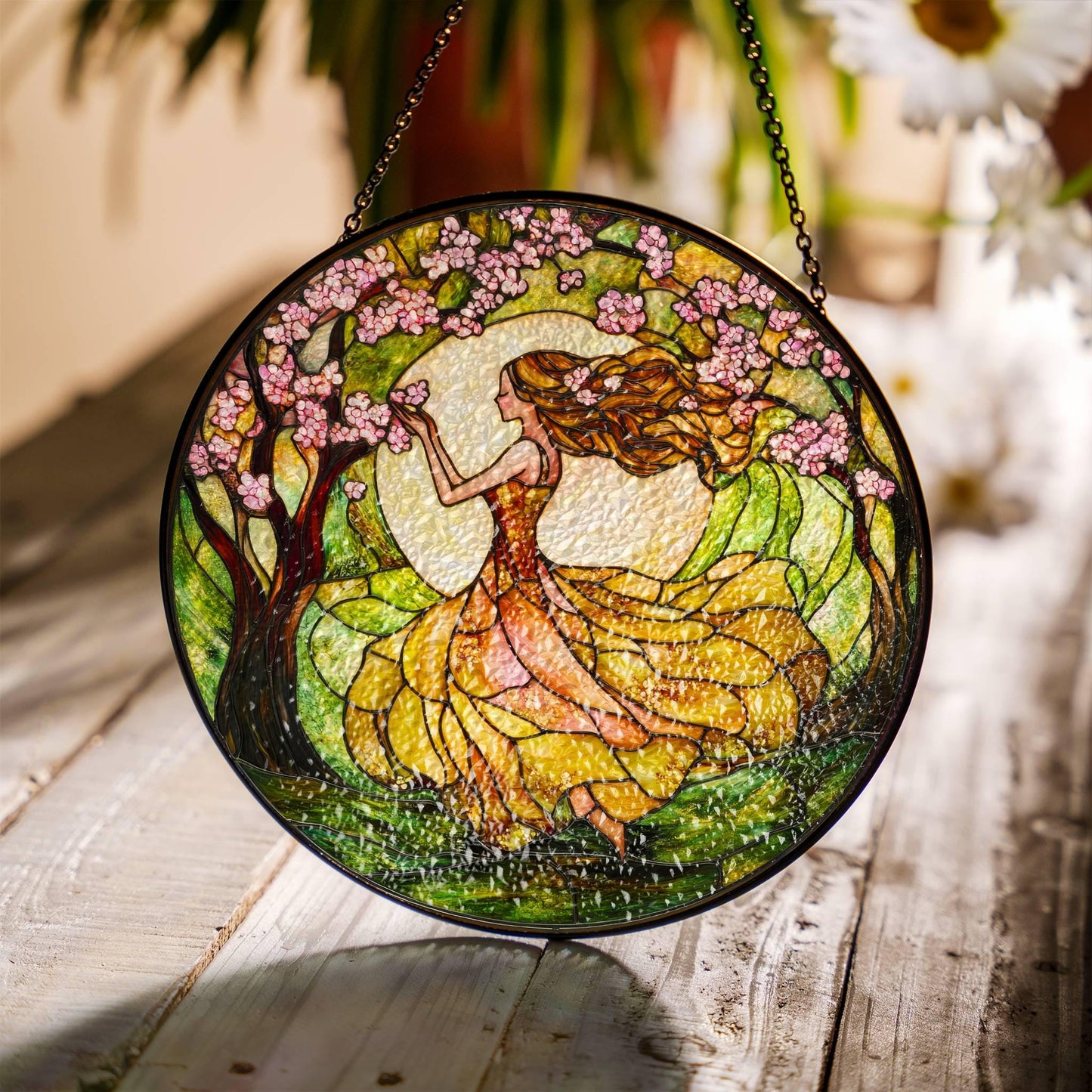 Spring Stained Glass Spring Equinox SunCatcher Ostara Light Catcher Window Hanging