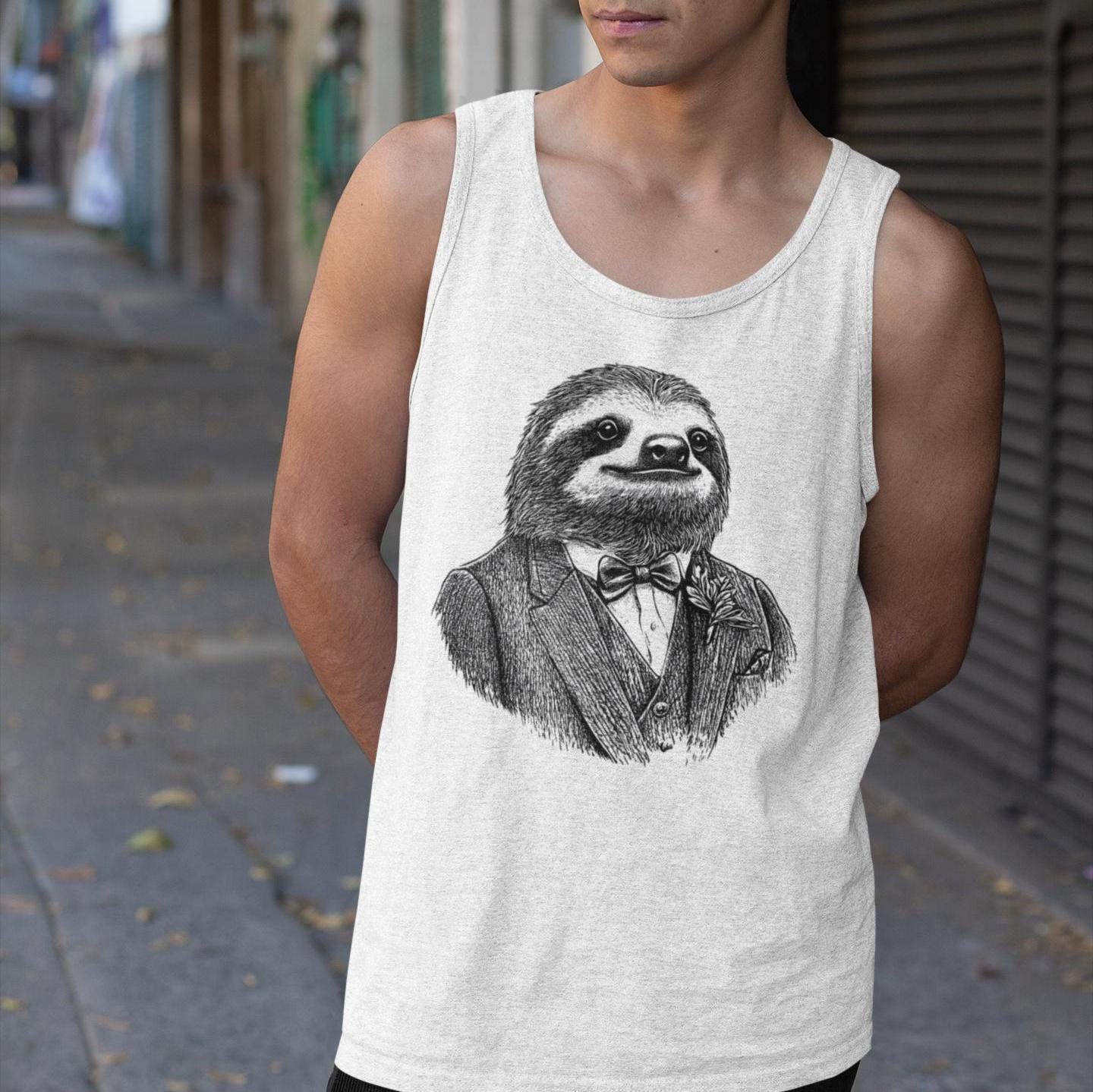 Sloth Tank Top, Sloth Wearing Expensive Suit Shirt
