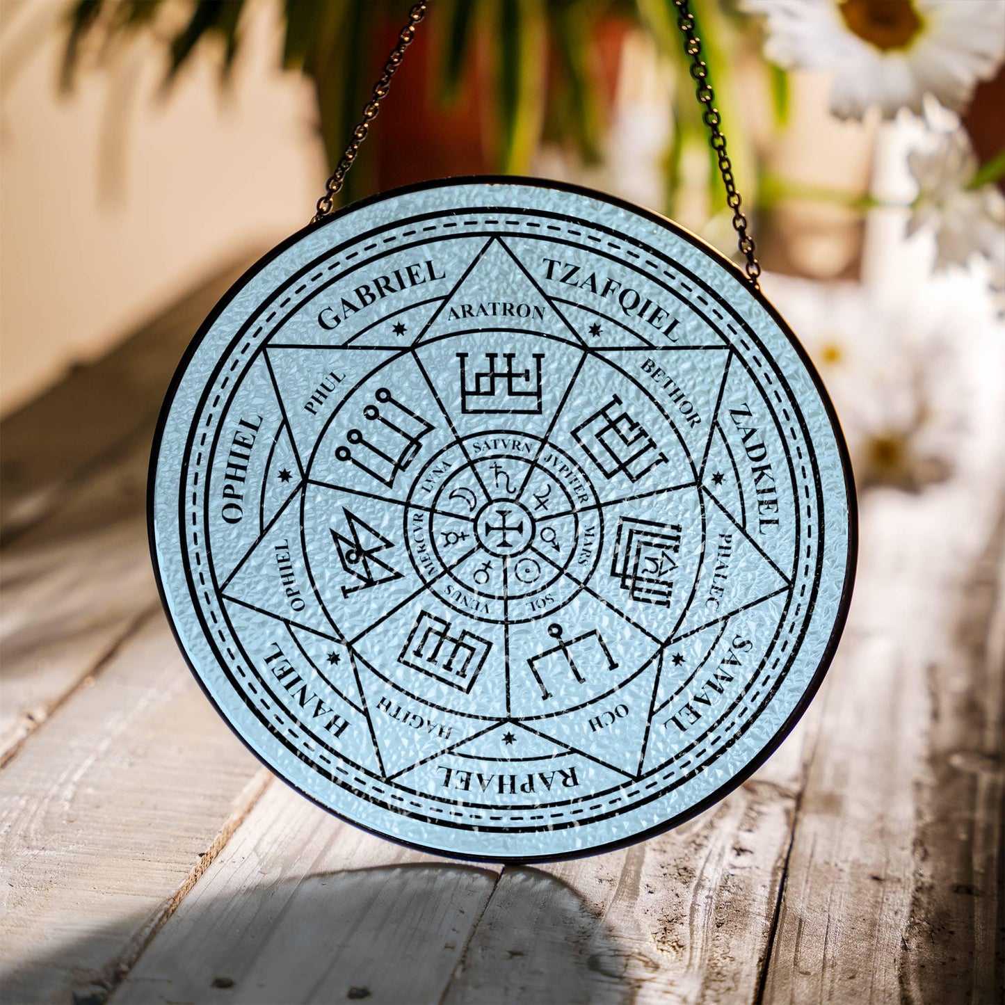 Seven Archangel Stained Glass SunCatcher Seal of Seven Archangel Window Decor