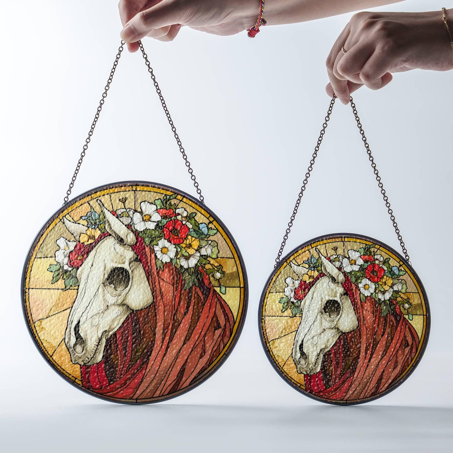 Mari Lwyd Suncatcher Faux Stained Glass Christmas Mari Lwyd Window Hanging