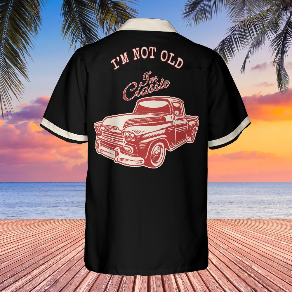Classic Car Button Down Shirt with Pocket, Classic Truck Shirt Hawaiian Shirt