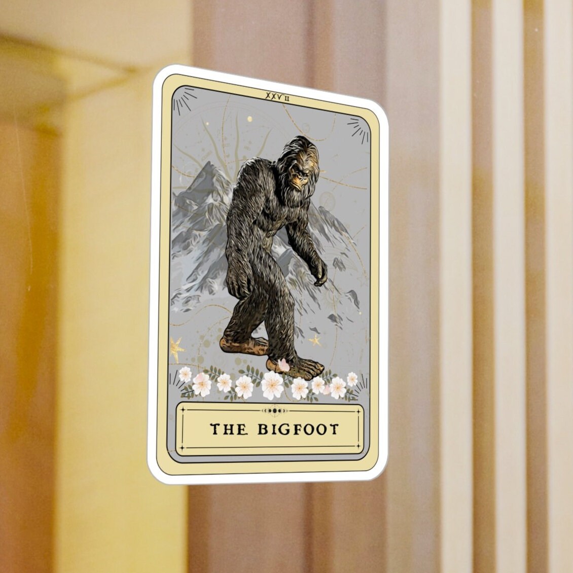 Bigfoot Tarot Card Sticker - Waterproof Sasquatch Vinyl Decal 3 x 4