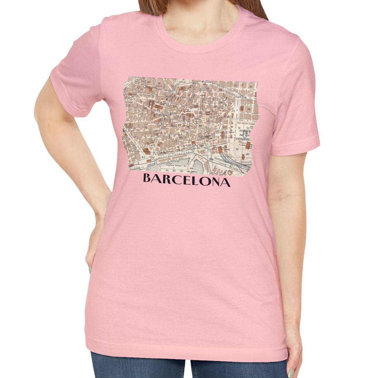 Barcelona Vintage Map T-shirt - Travel Tee Gift for Barcelona Visitors