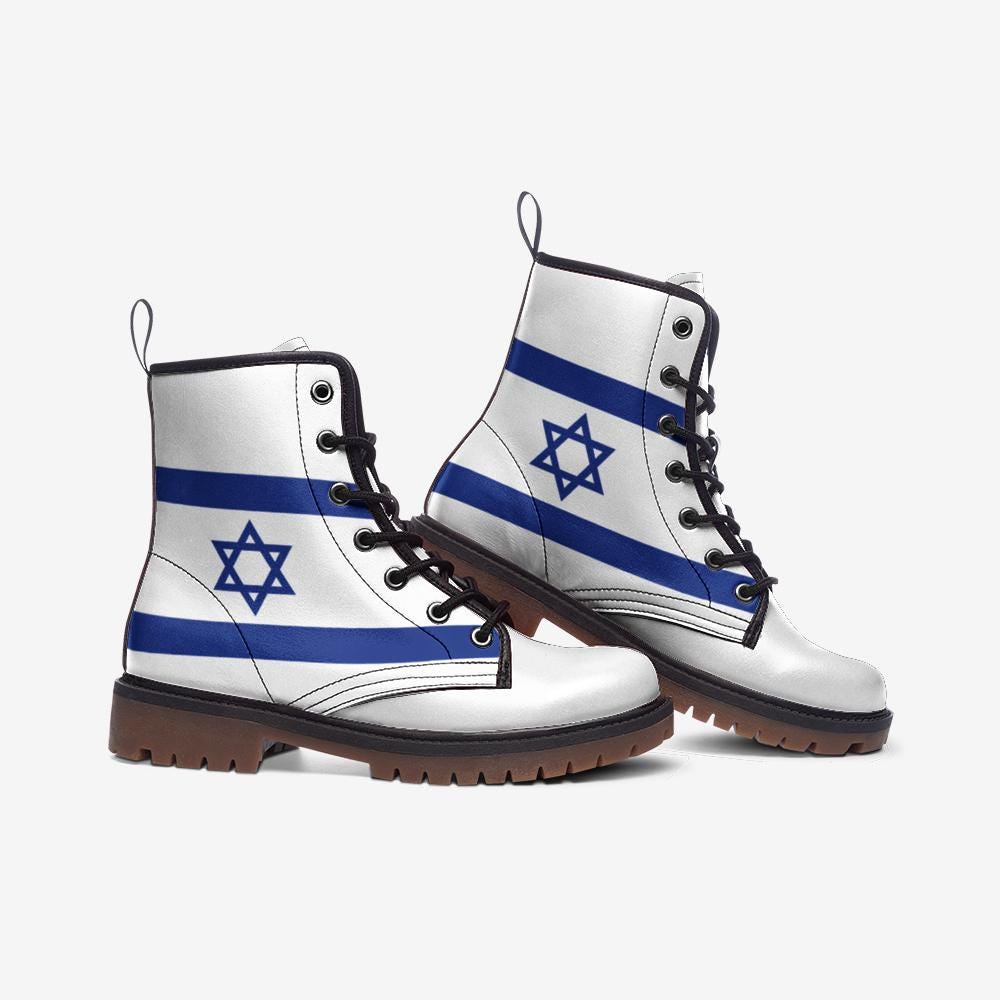 Israel Flag Boots Vegan Leather Combat boots