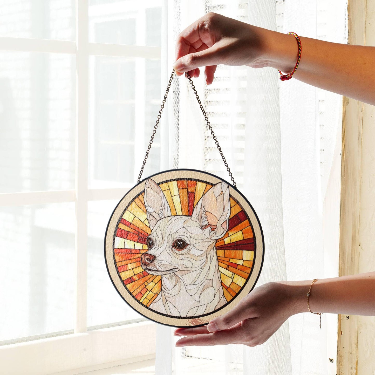 Chihuahua Suncatcher Window Hanging Ornament Dog Lover Gift