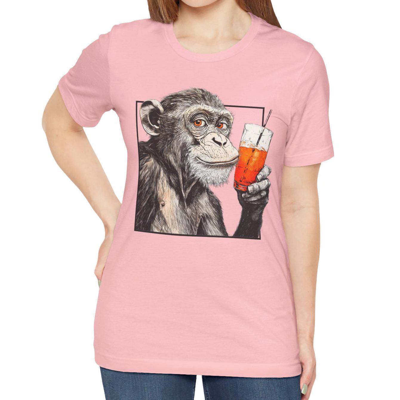 Monkey Drinking Cocktail Shirt Aperol Spritz T- Shirt, Monkey Aperol Spritz Tee