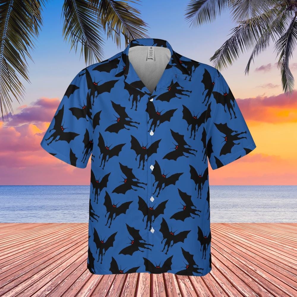 Mothman Hawaiian Shirt, Moth man Cryptid Shirt, Mothman West Virginia Cryptozoology Button Down Cryptid Shirt