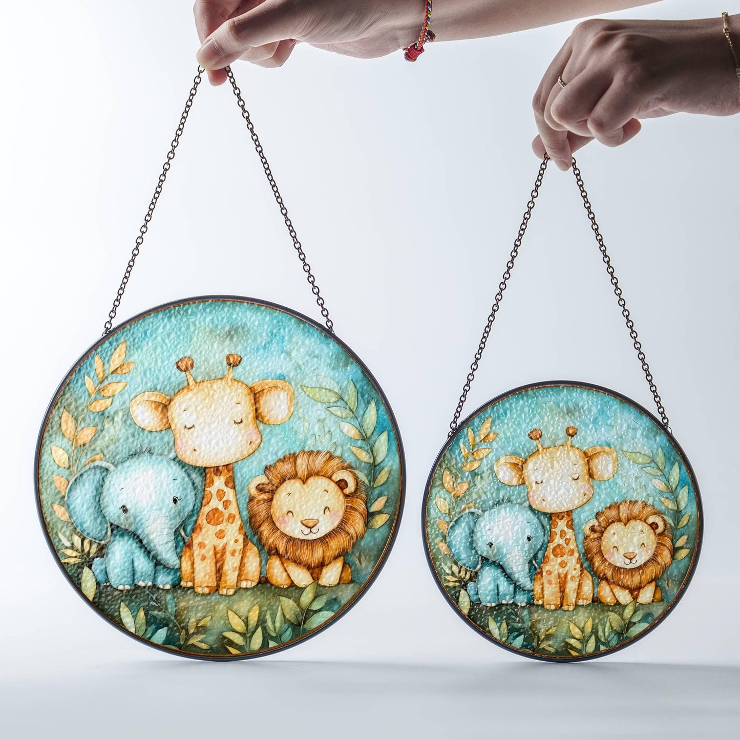 Cute Animals Stained Glass SunCatcher Nursery Decor Kids Baby Room Decor Window