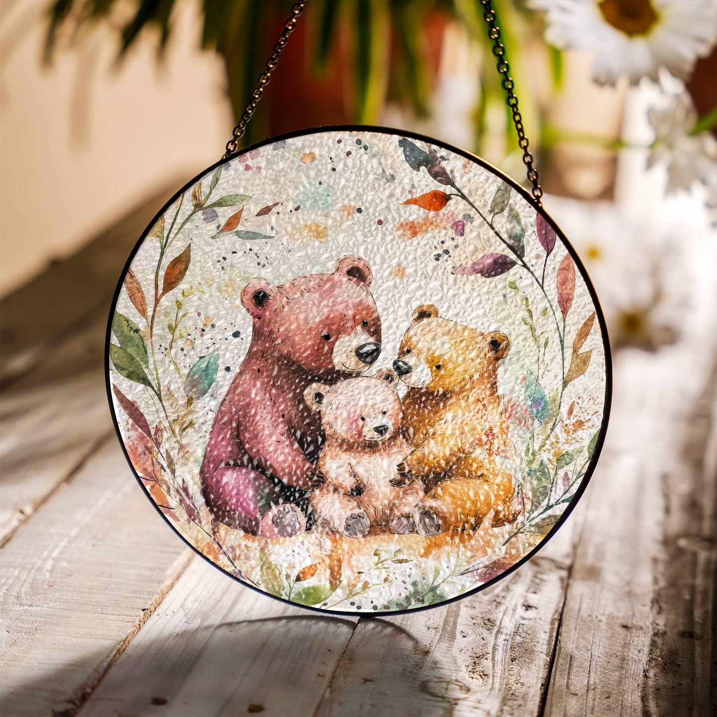 Cute Animals Stained Glass SunCatcher Nursery Decor Kids Baby Room Decor Window