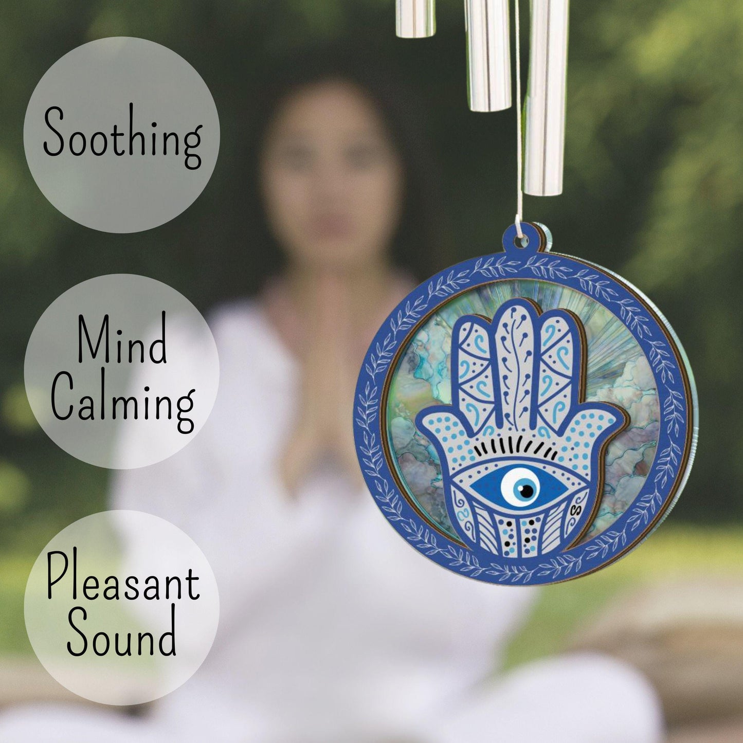 Hamsa Hand Wind Chime Suncatcher - Hand of Fatima Home Decor Gift