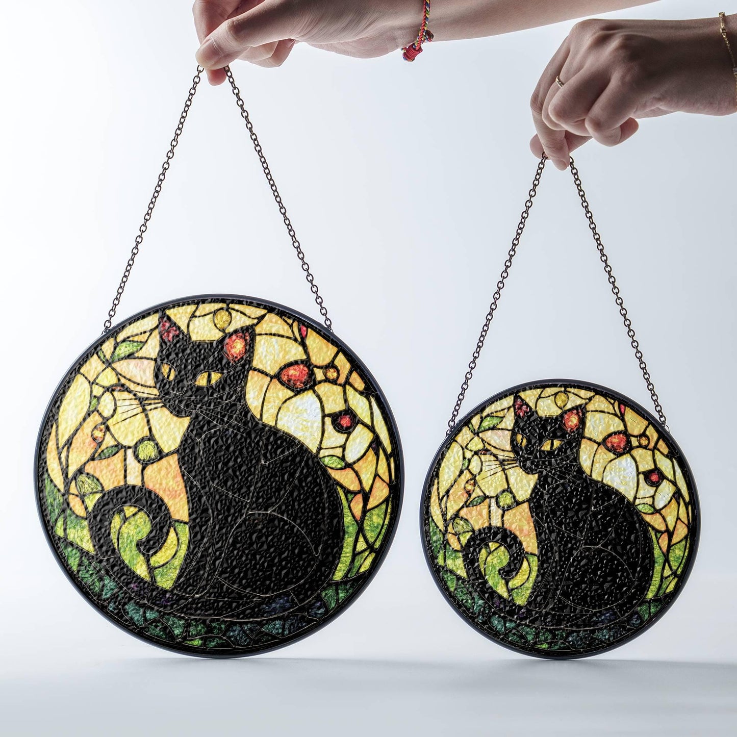 Black Cat Stained Glass Cat SunCatcher Window Hanging Cat Owner Gift