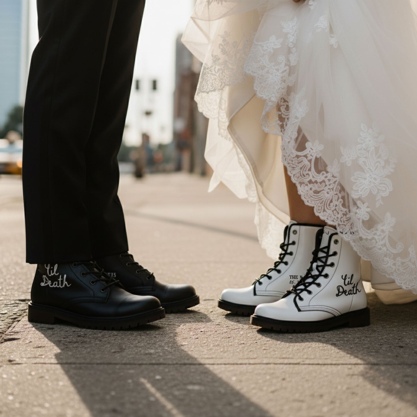 Til Death Custom Bride and Groom Boots, Wedding Boots