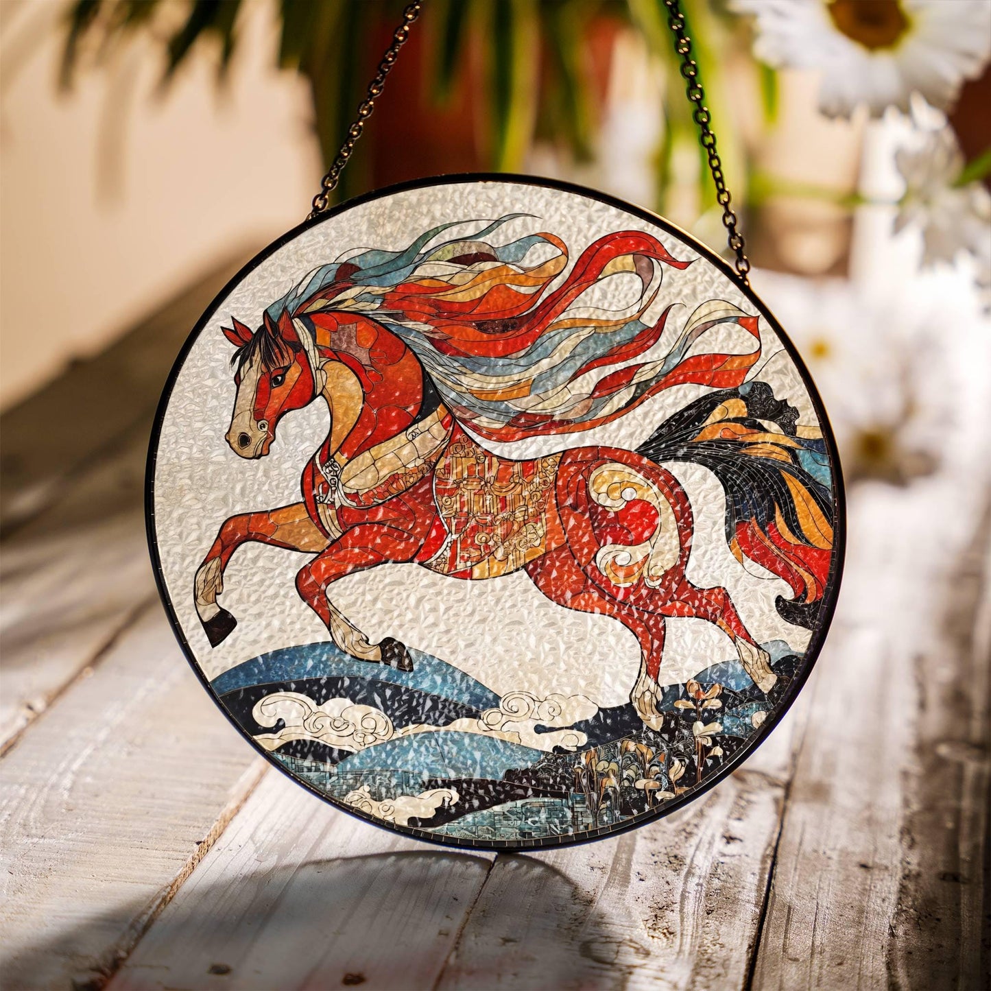 Horse Stained Glass SunCatcher Horse Window Hanging Home Decoration Gifts
