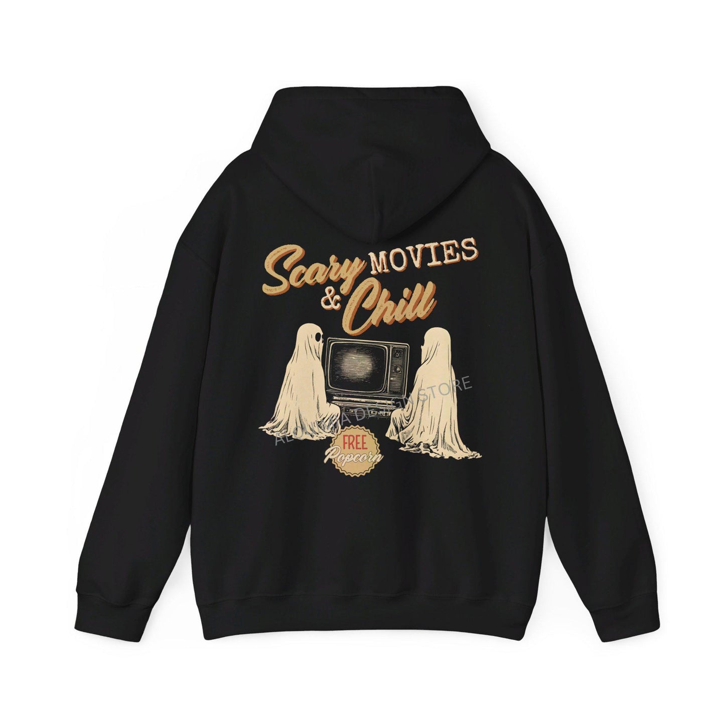 Scary Movies & Chill Hoodie, Halloween Sweatshirt, Trendy Vintage Inspired