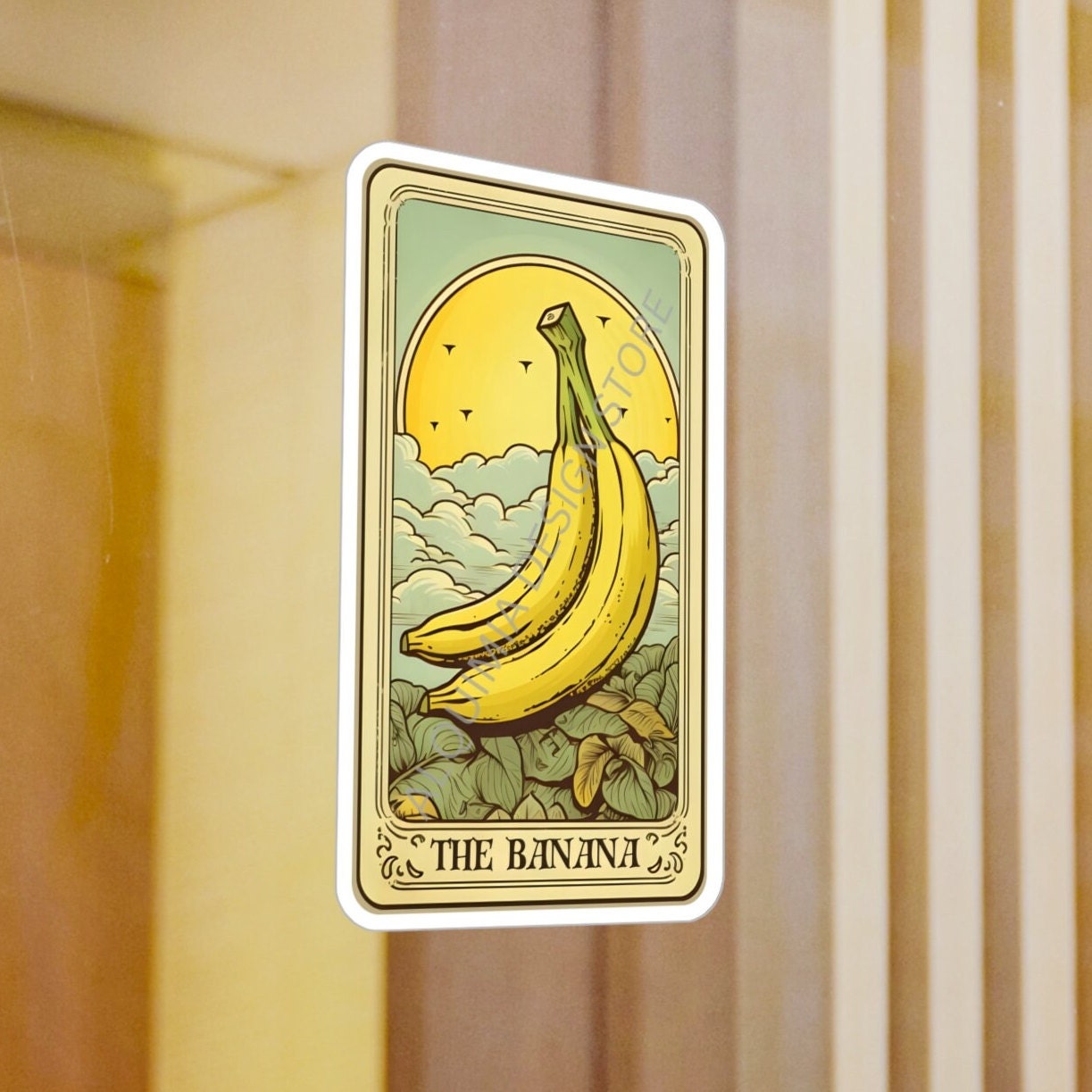 Banana Tarot Card Sticker - Waterproof Vinyl Banana Sticker 3 x 4