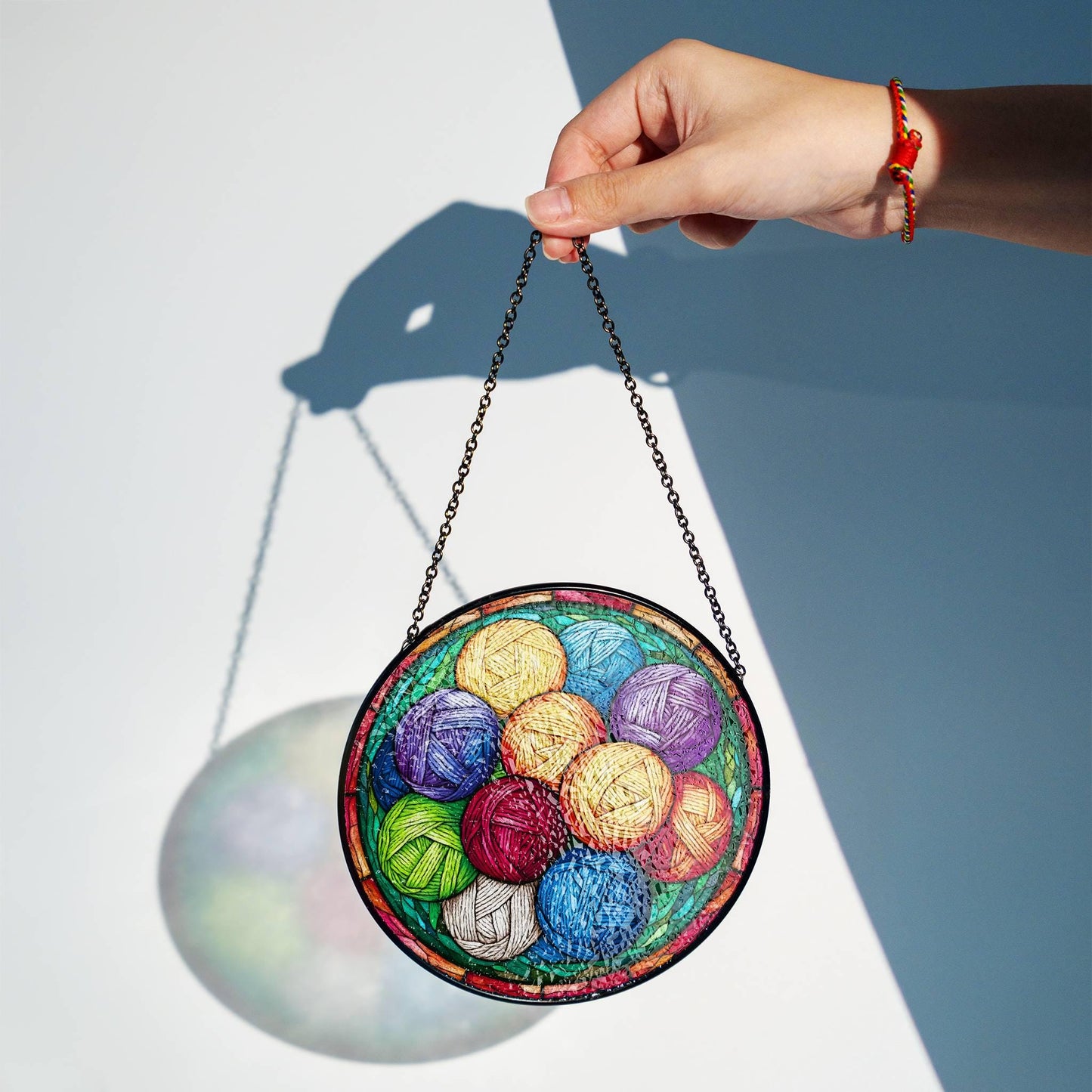 Yarn Stained Glass Sun Catcher - Crochet Window Hanging for Knitters and Yarn Lovers