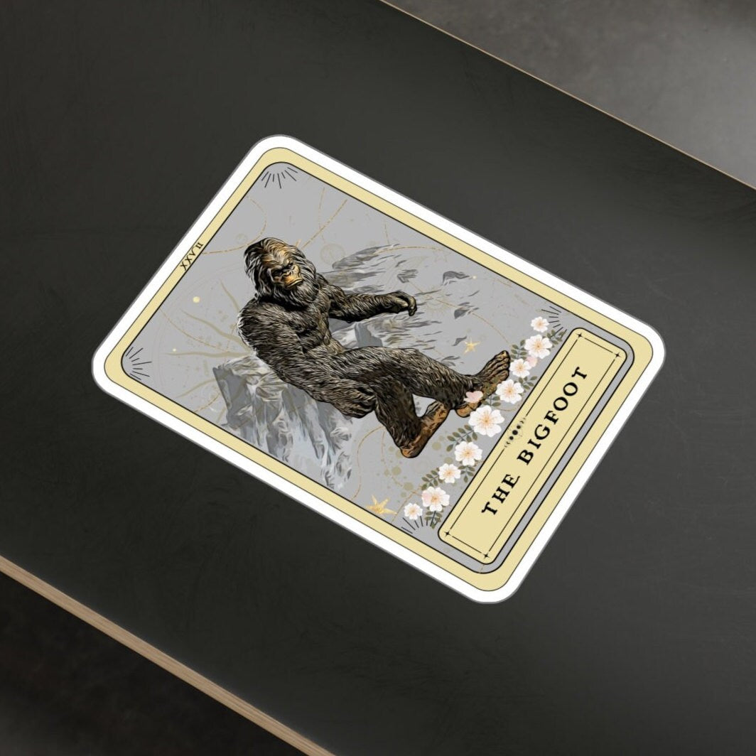 Bigfoot Tarot Card Sticker - Waterproof Sasquatch Vinyl Decal 3 x 4