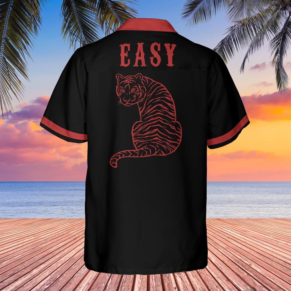 Easy Tiger Button Down Shirt with Pocket, Tiger Short-sleeve Hawaiian Shirt