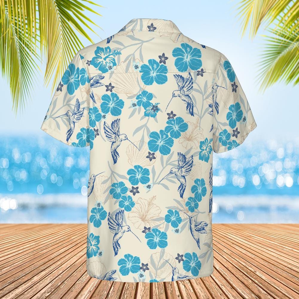 Hummingbird Hawaiian Shirt, Bird Lover Button Up Shirt Birdwatching