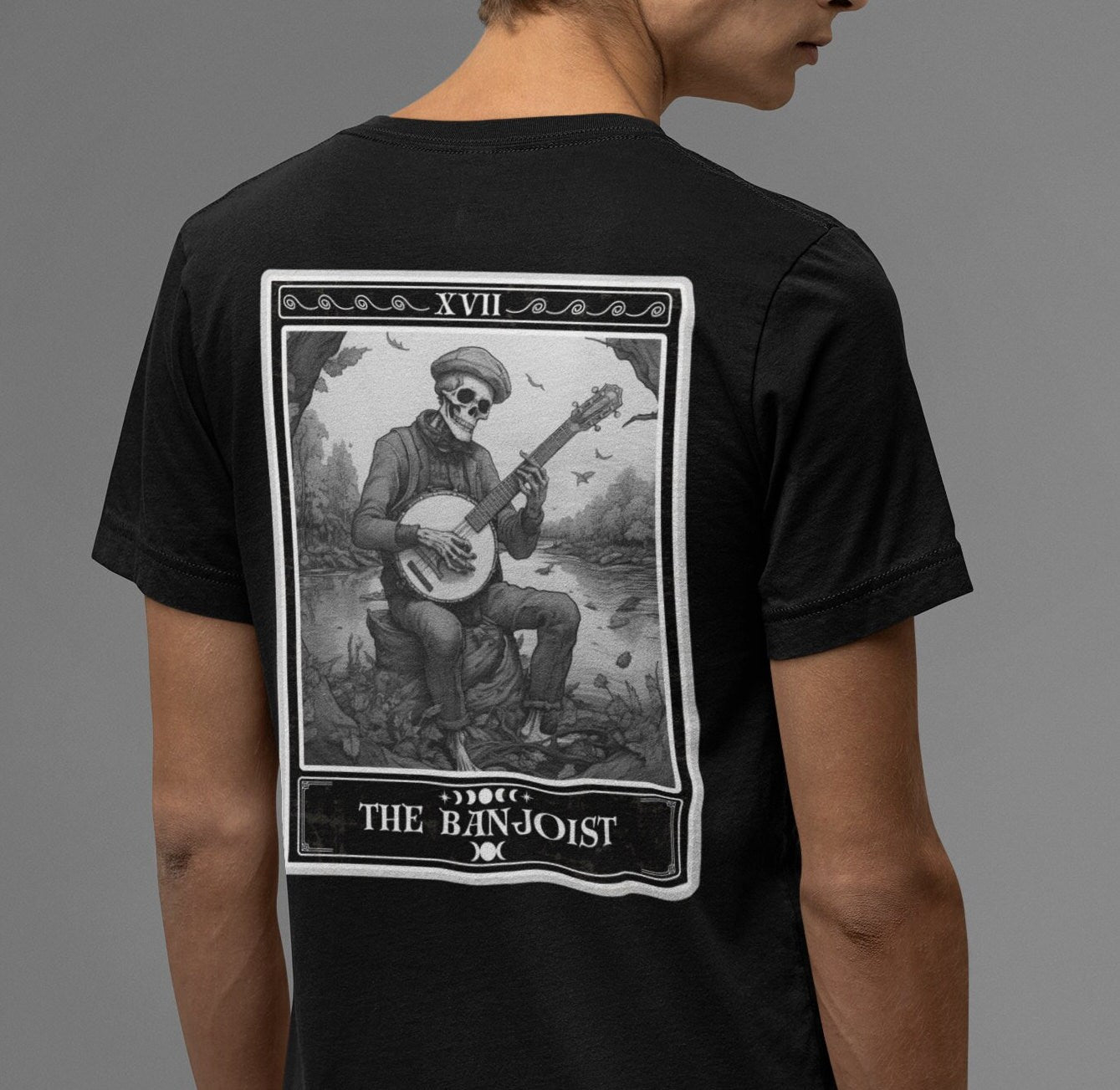 Banjo Player Shirt, The Banjoist Tarot Card Shirt BACK PRINT, Banjo Shirt Banjo Gifts for Banjoist