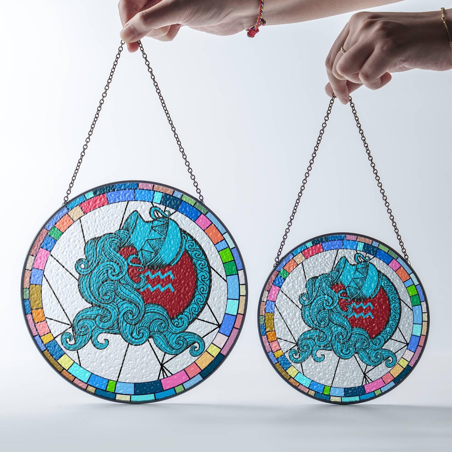 Aquarius Stained Glass Zodiac SunCatcher LightCatcher Aquarius Window Hanging