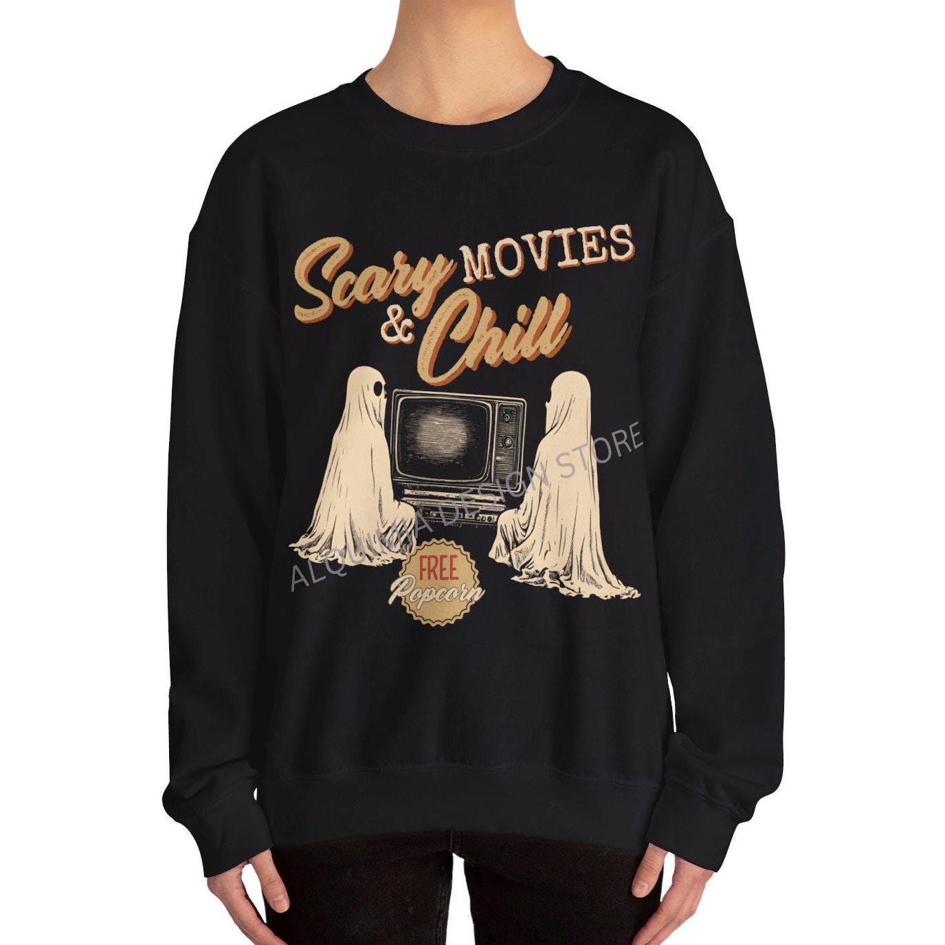Vintage Halloween Sweatshirt - Scary Movies Chill Ghost Sweater