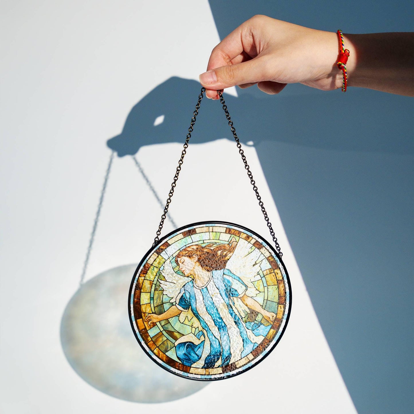 Argentina Stained Glass Guardian Angel SunCatcher Argentina Flag Colors Decor