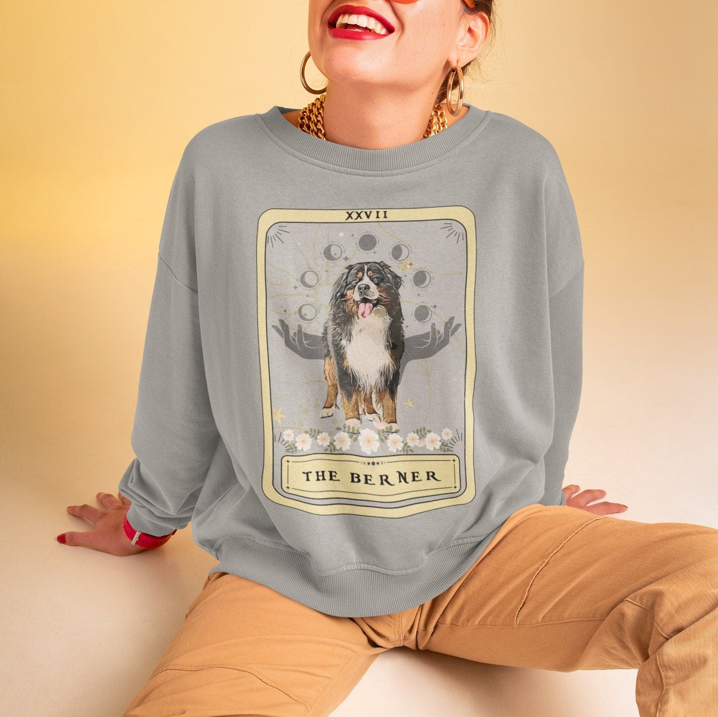 Bernese Mountain Dog Tarot Card Sweatshirt - Gift for Berner Owners and Moms