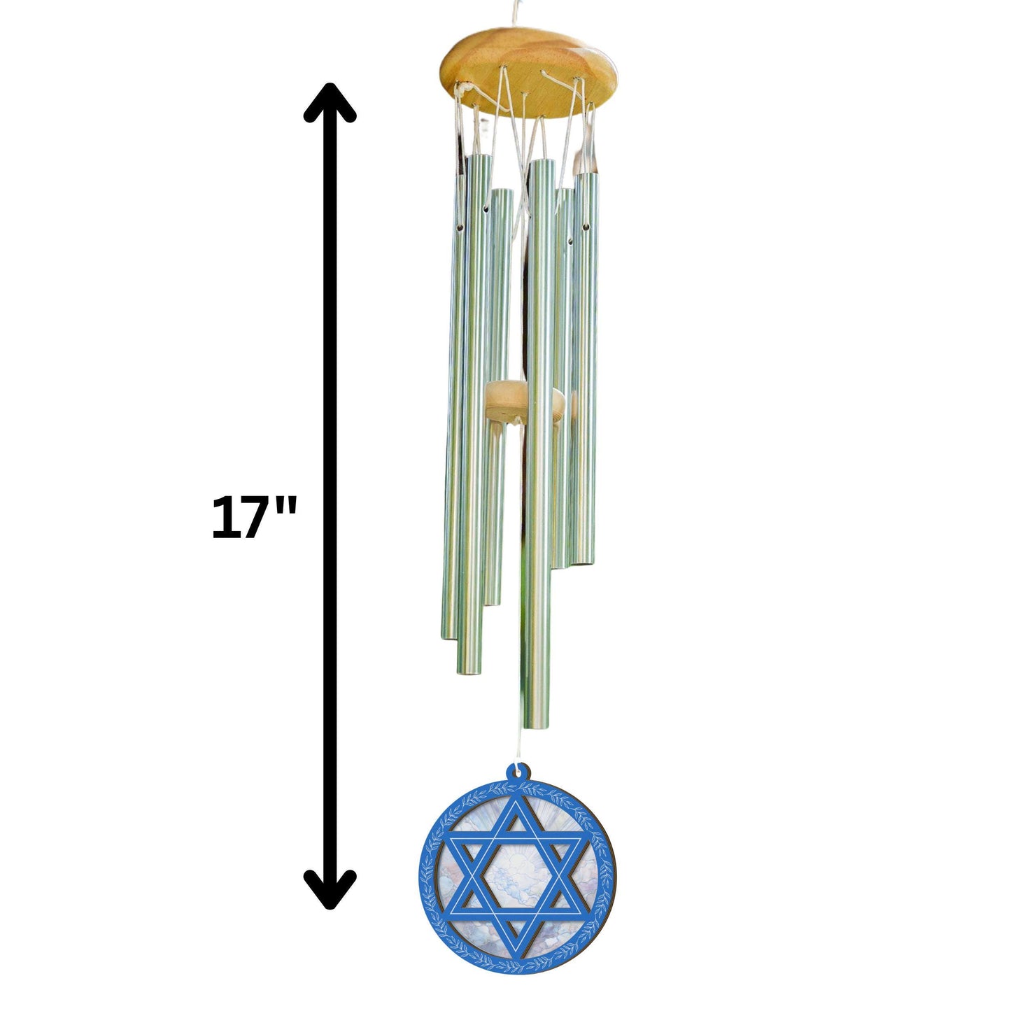 Star of David Wind Chime - Jewish Suncatcher Home Decor Hanukkah Israel Colors