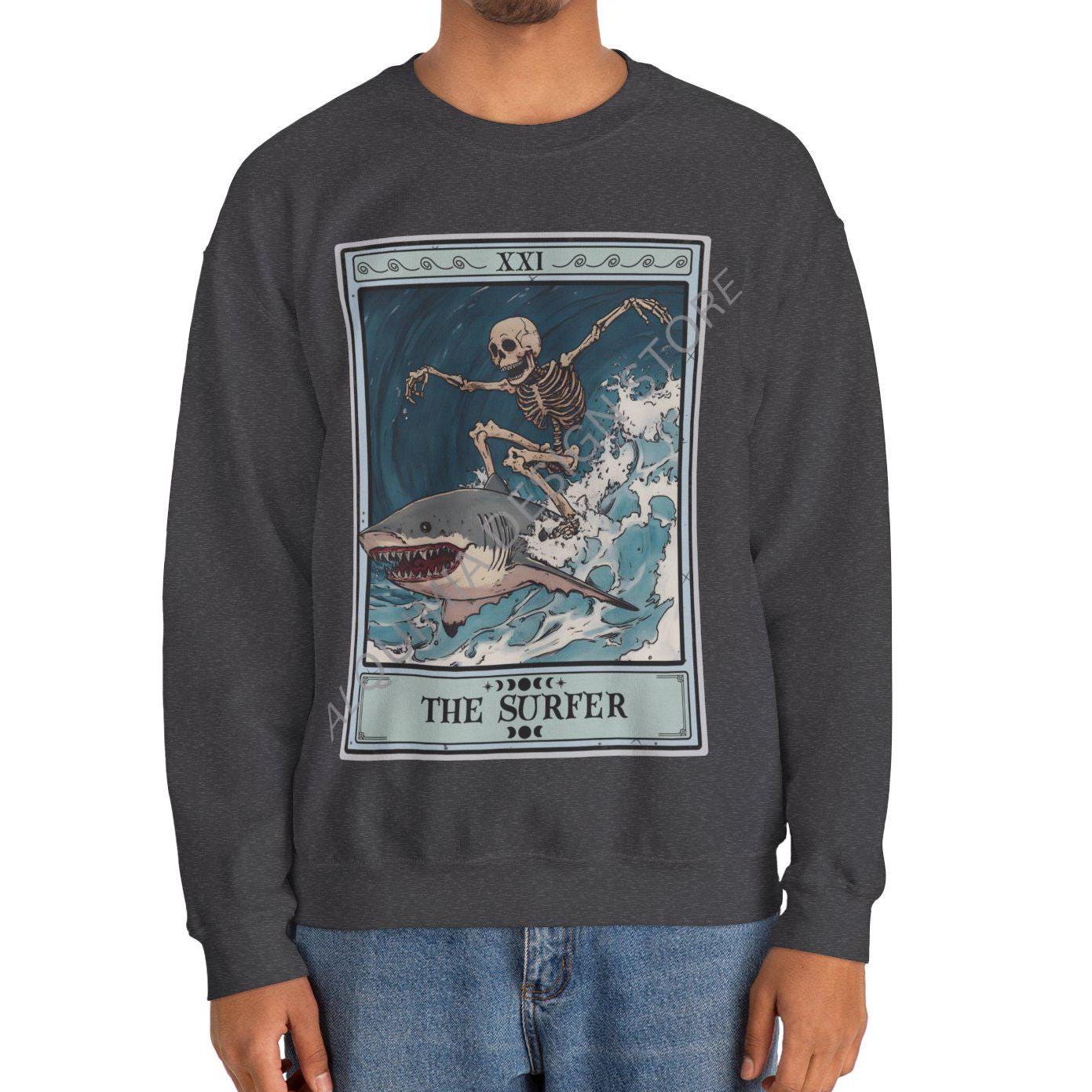 The Surfer Tarot Card Sweatshirt - Gift for Beach Lovers Ocean Enthusiasts