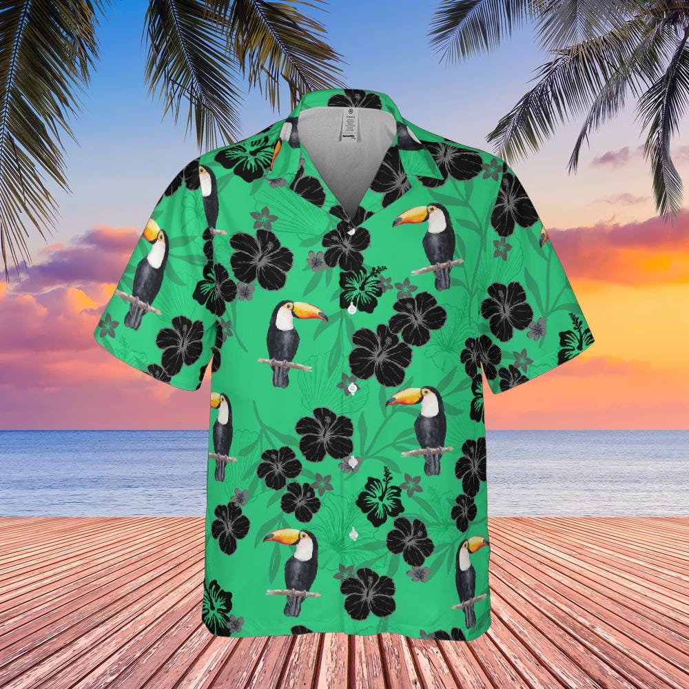 Toucan Hawaiian Shirt, Bird Lover Shirt Toucan Short-sleeve Hawaiian Shirt Birdwatching Shirt Bird Watching