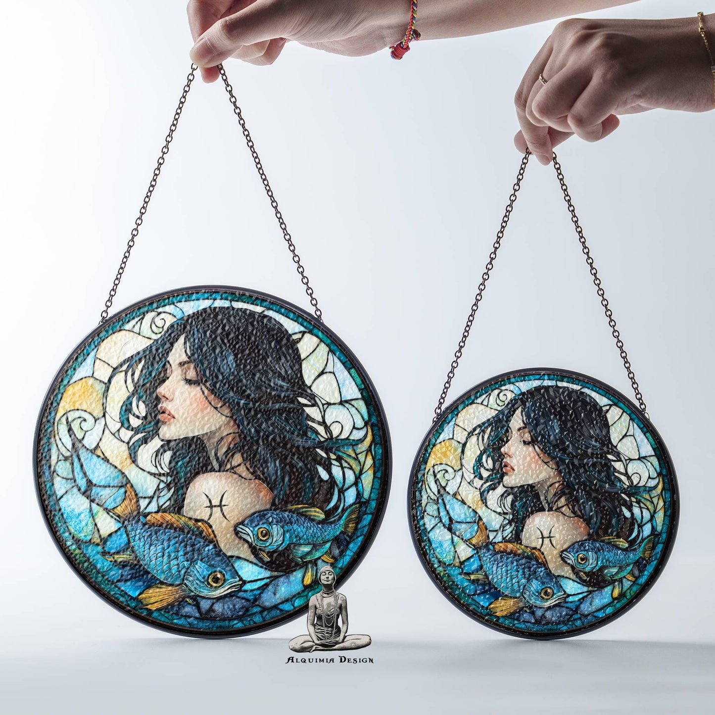Pisces Stained Glass Zodiac SunCatcher Astrology Pisces Decor Window Hanging Pisces